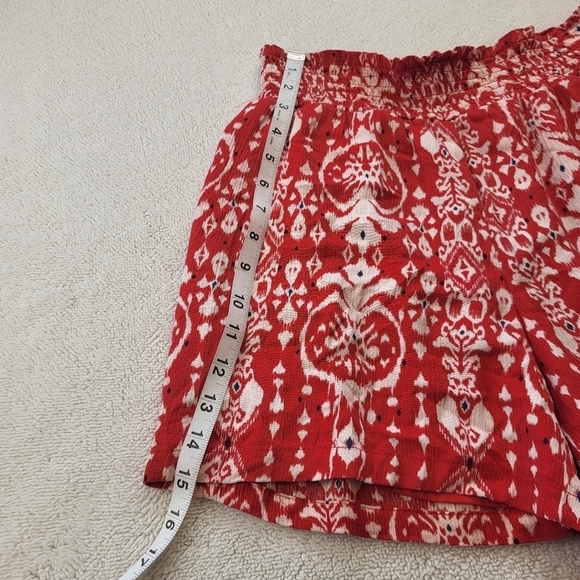 Knox Rose Red Flowy Boho Pull-On Lined Shorts Smoked Waist Women's Size Med - Picture 8 of 8